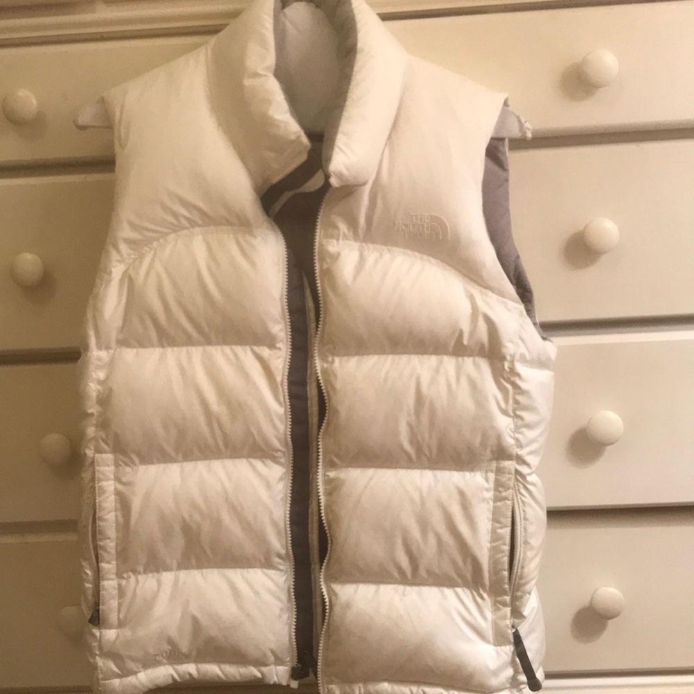 North Face white puffy vest